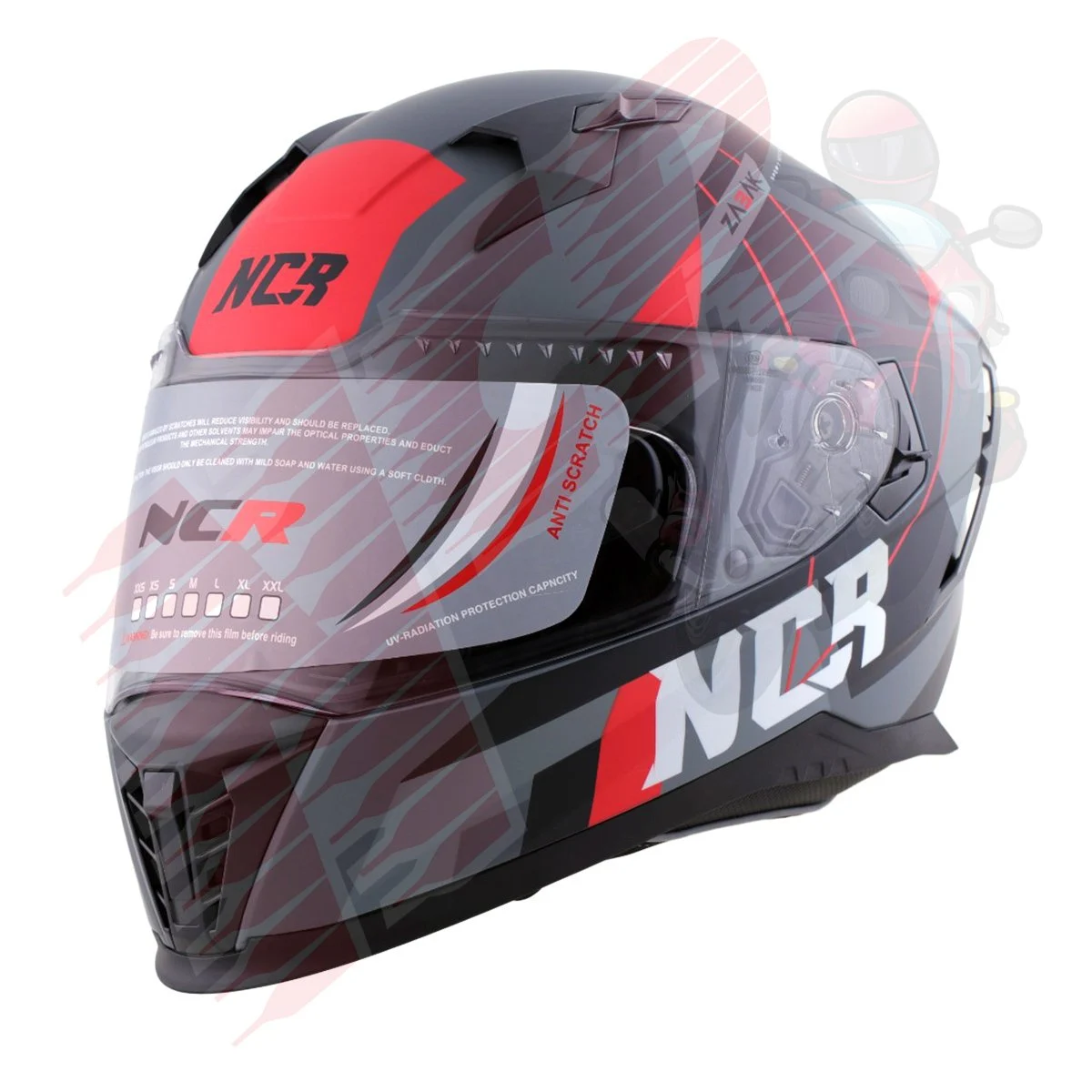 NCR FULLFACE GRİ KIRMIZI SİYAH KASK